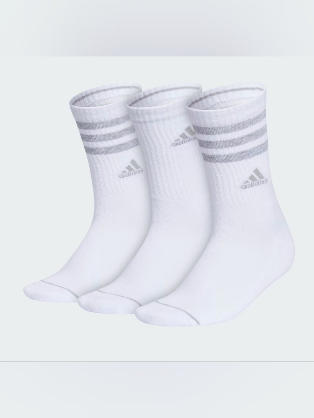 Adidas Cushioned 3 Stripe High Quarter Crew Socks Womens Size 5-10 Climacool 3pk